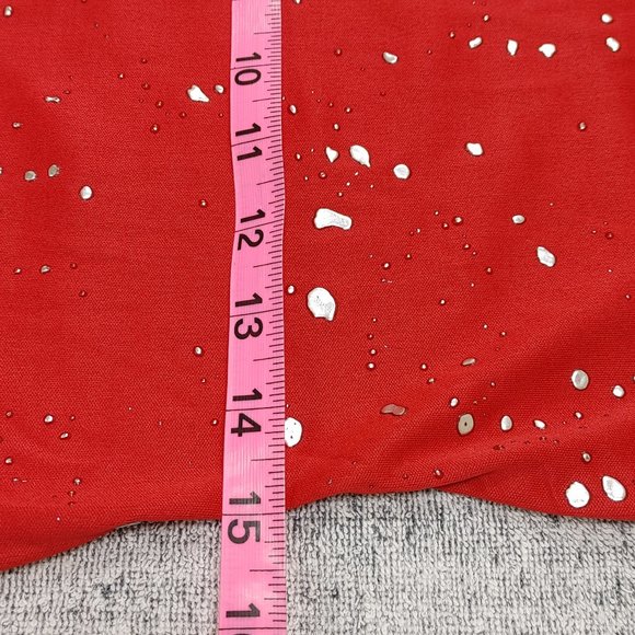 MINI RED DRESS WITH SILVER MOLTEN DROPS BY FARIS STYLE SIZE L - Picture 8 of 8